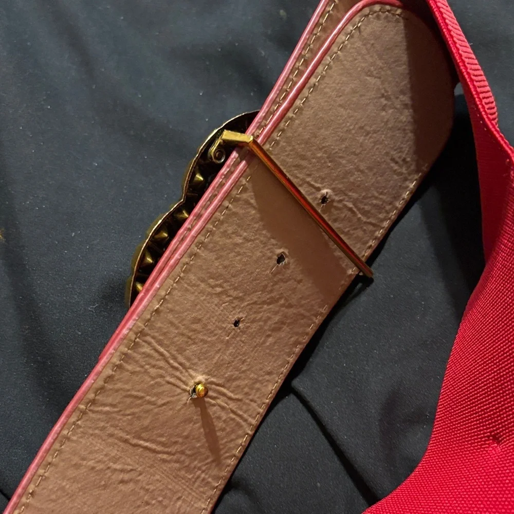 Fashion Dress Belt Red with Gold and Blue Accents